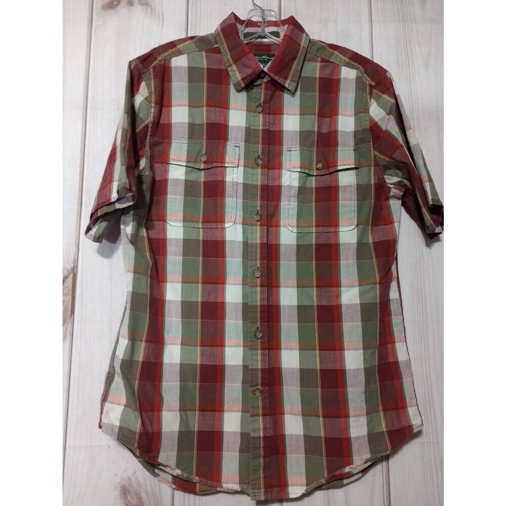 Eddie Bauer Shirt Men's‎ Medium Button Front Red Green